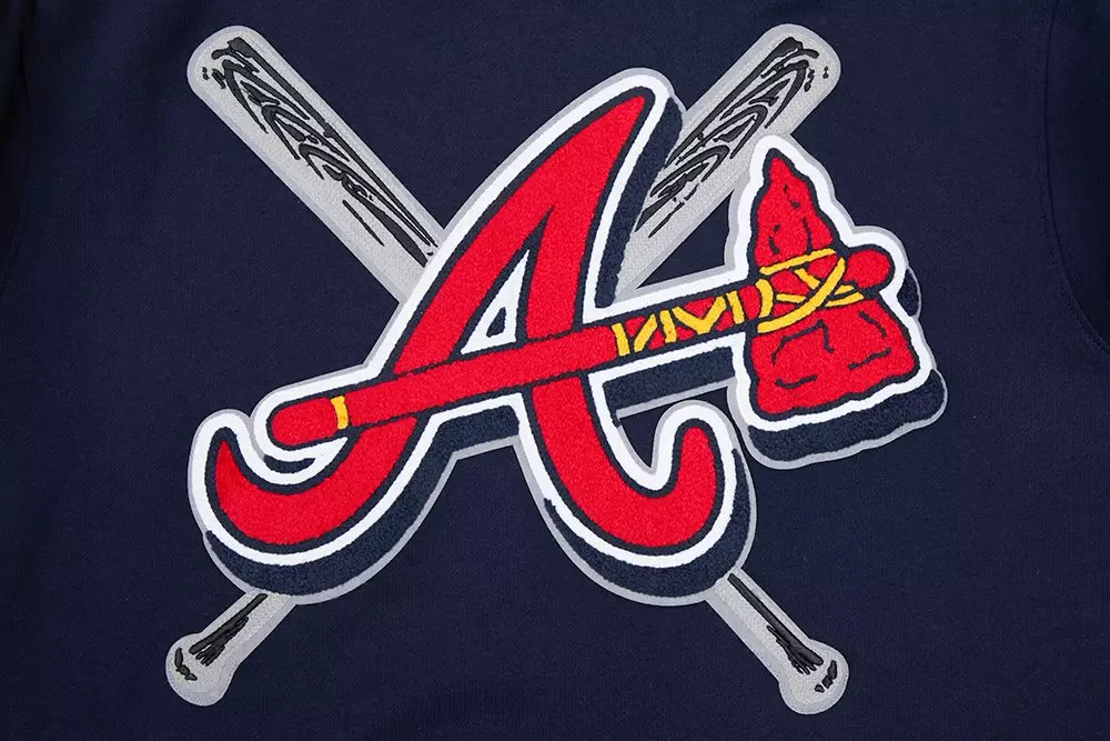 Pro Standard Men's MLB Atlanta Braves Mashup Rib PO Hoodie -Navy/Red - NAVY/RED