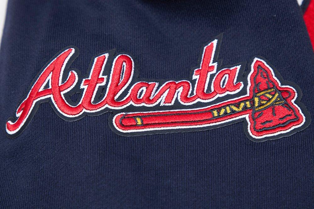 Pro Standard Men's MLB Atlanta Braves Mashup Rib PO Hoodie - Navy/Red - NAVY/RED Thumbnail View 7