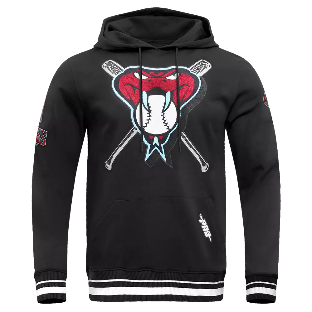 Pro Standard Men's MLB Arizona Diamondbacks Mashup Rib PO Hoodie - Black - BLACK