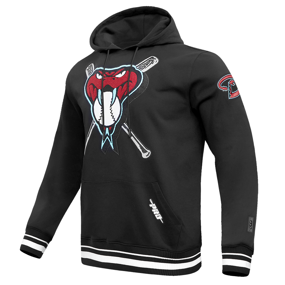 Pro Standard Men's MLB Arizona Diamondbacks Mashup Rib PO Hoodie -Black - BLACK Thumbnail View 3