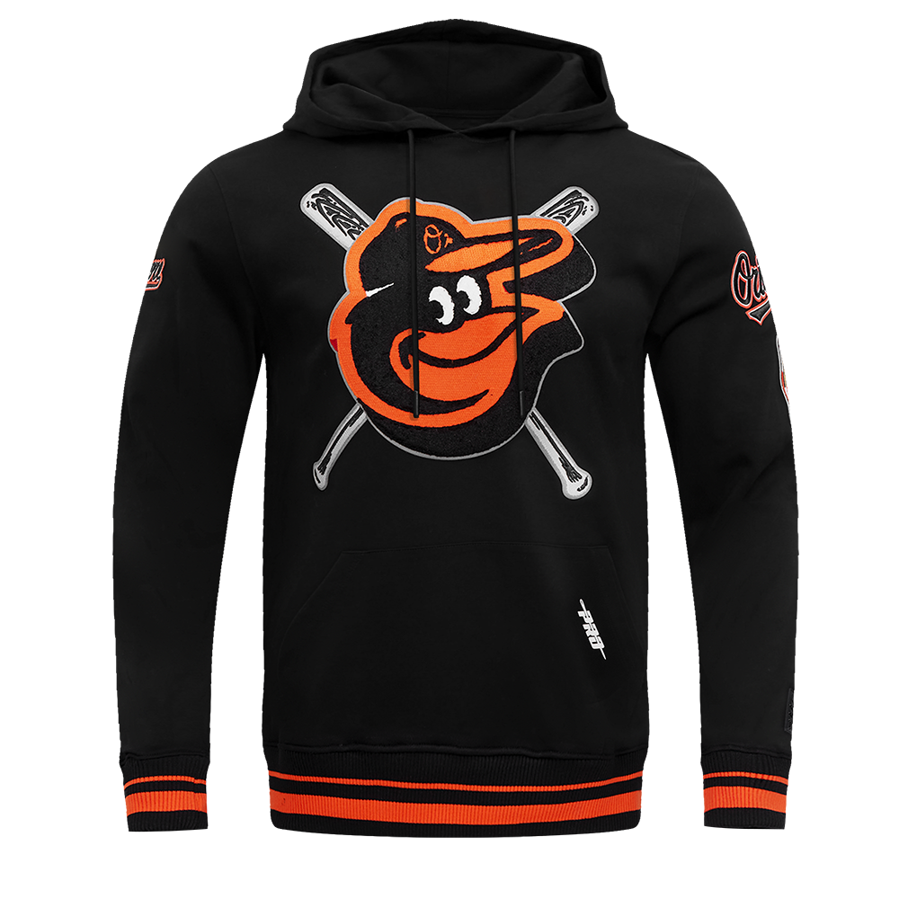 Pro Standard Men's MLB Baltimore Orioles Mashup Rib PO Hoodie - Black/Orange - BLACK/ORANGE Thumbnail View 1