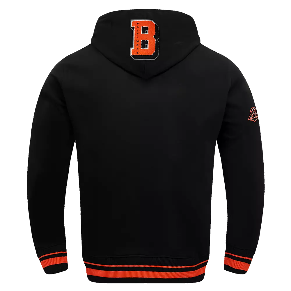 Pro Standard Men's MLB Baltimore Orioles Mashup Rib PO Hoodie - Black/Orange - BLACK/ORANGE