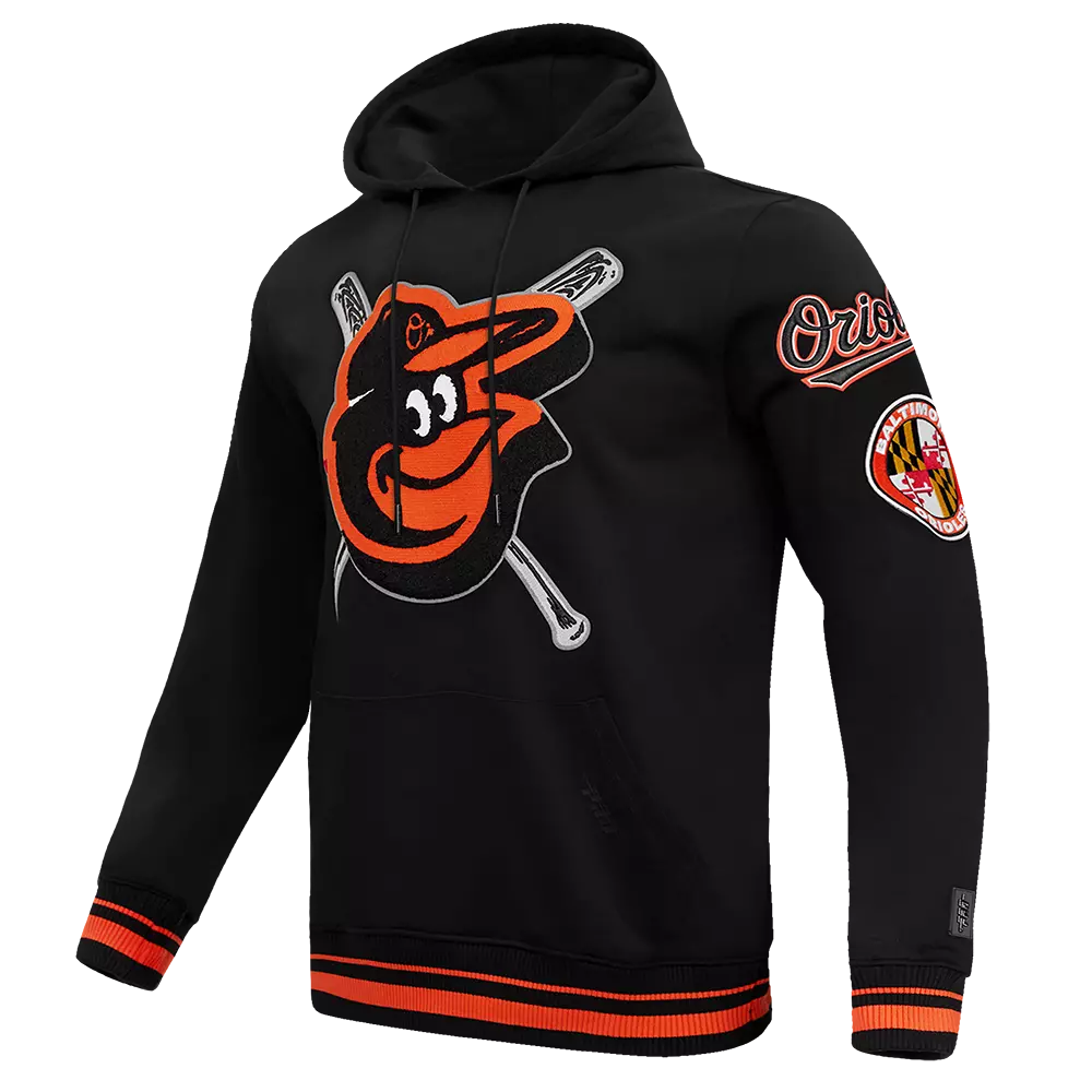 Pro Standard Men's MLB Baltimore Orioles Mashup Rib PO Hoodie - Black/Orange - BLACK/ORANGE
