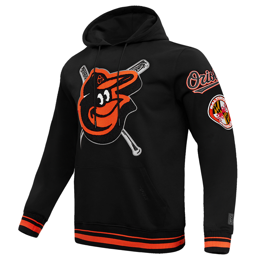 Pro Standard Men's MLB Baltimore Orioles Mashup Rib PO Hoodie -Black/Orange - BLACK/ORANGE Thumbnail View 3