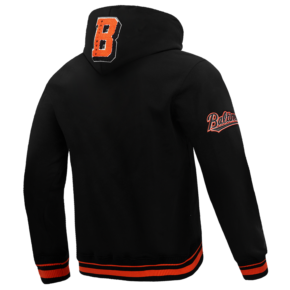 Pro Standard Men's MLB Baltimore Orioles Mashup Rib PO Hoodie - Black/Orange - BLACK/ORANGE Thumbnail View 4