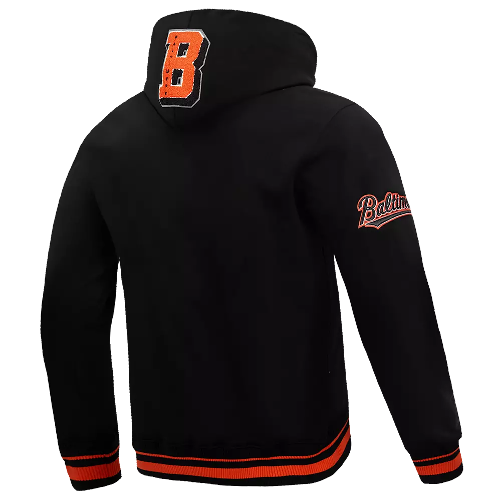 Pro Standard Men's MLB Baltimore Orioles Mashup Rib PO Hoodie - Black/Orange - BLACK/ORANGE
