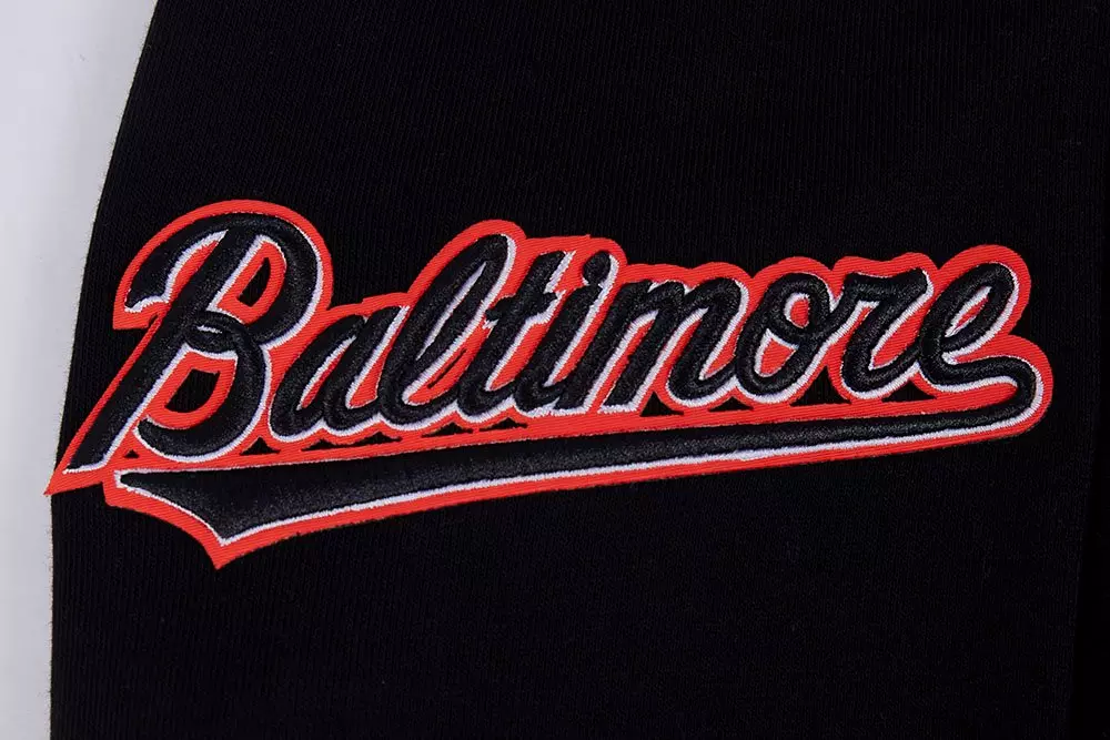 Pro Standard Men's MLB Baltimore Orioles Mashup Rib PO Hoodie - Black/Orange - BLACK/ORANGE