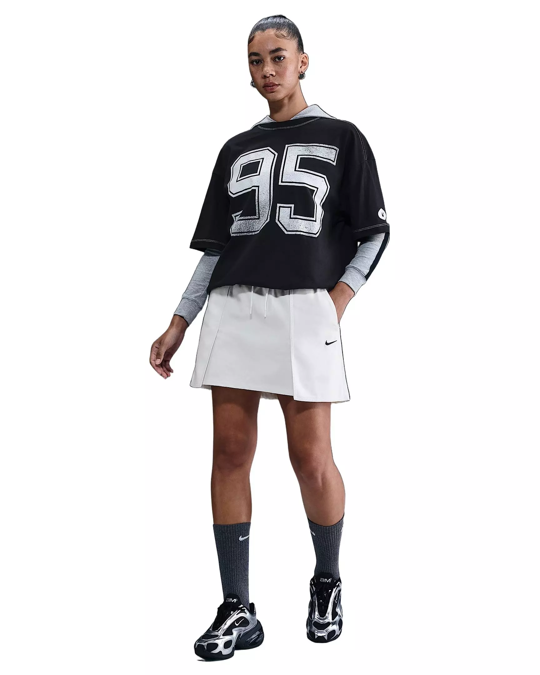 Nike Women's Sportswear Cargo 4in Mini Skirt -White/Black - WHITE/BLACK