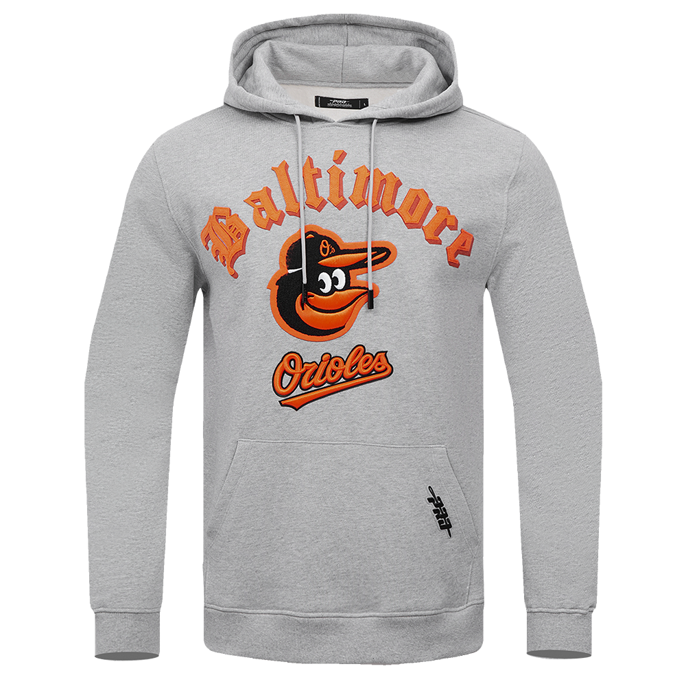 Pro Standard Men's MLB Baltimore Orioles Old English PO Hoodie - Grey - GREY Thumbnail View 1
