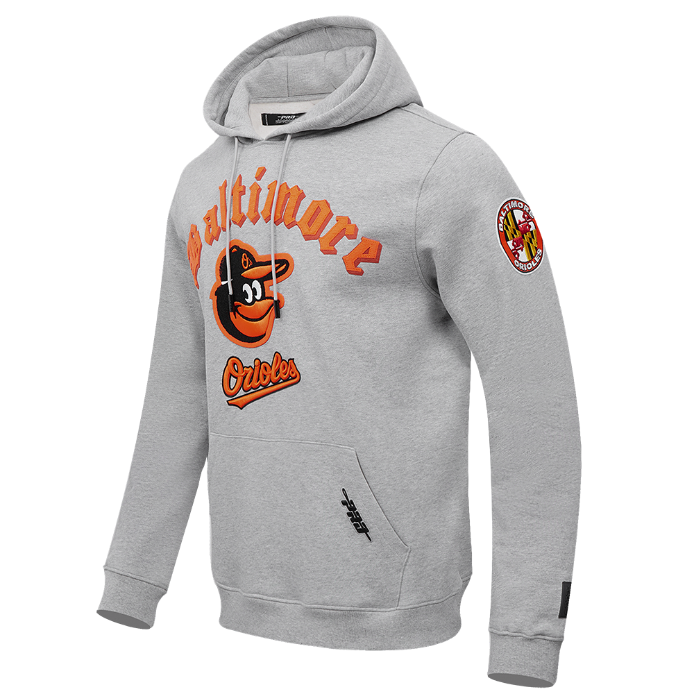 Pro Standard Men's MLB Baltimore Orioles Old English PO Hoodie -Grey - GREY Thumbnail View 3