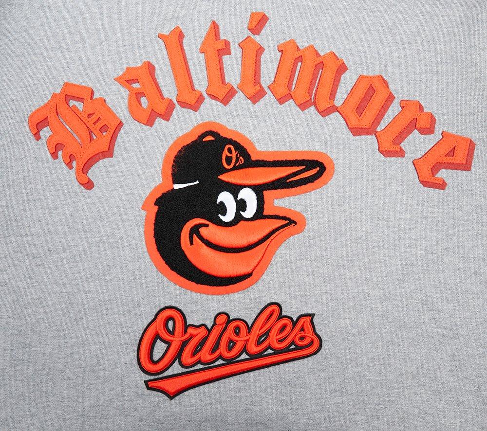 Pro Standard Men's MLB Baltimore Orioles Old English PO Hoodie -Grey - GREY Thumbnail View 6