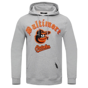 Pro Standard Men's MLB Baltimore Orioles Old English PO Hoodie -Grey