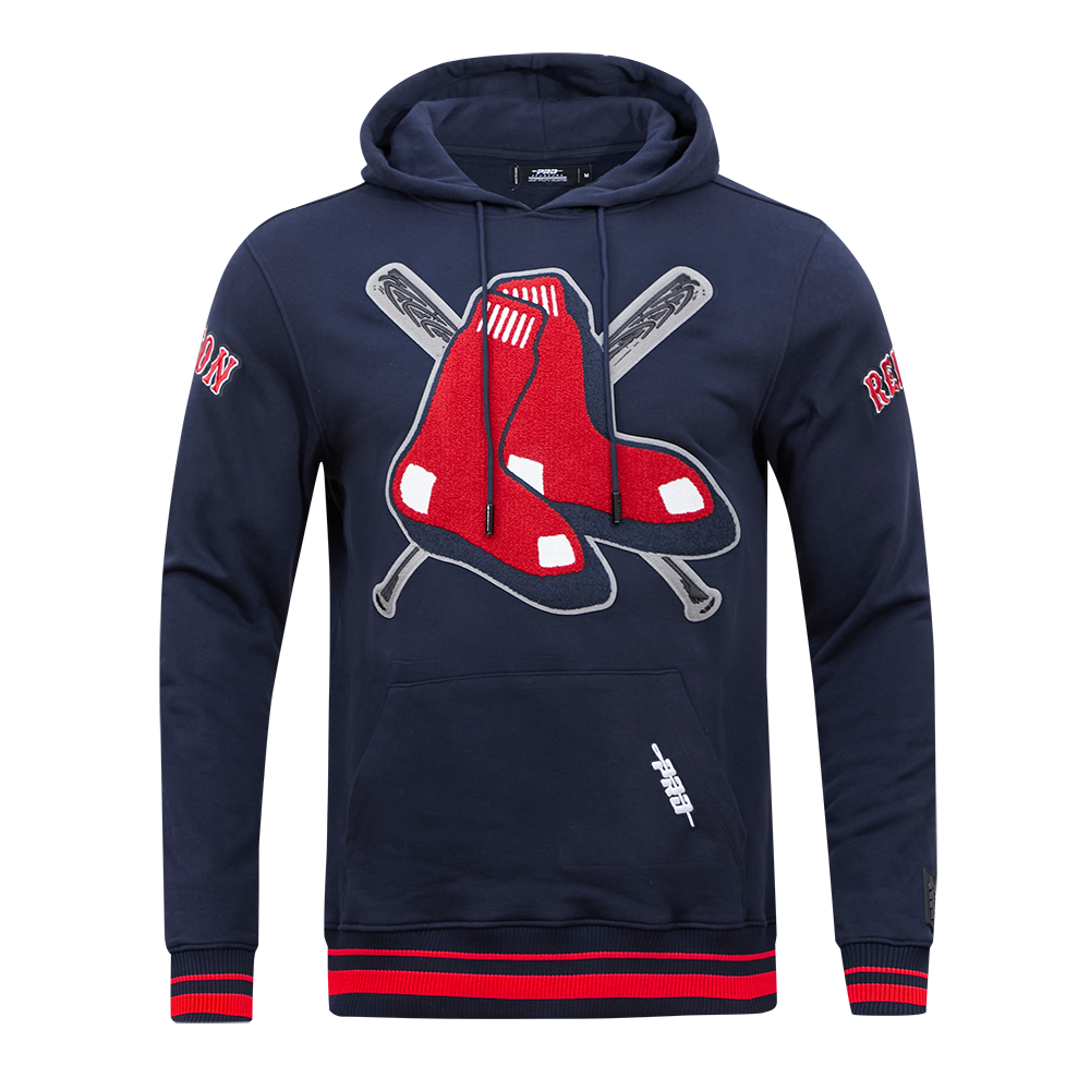 Pro Standard Men's MLB Boston Red Sox Mashup Rib PO Hoodie -Navy/Red - NAVY/RED Thumbnail View 1