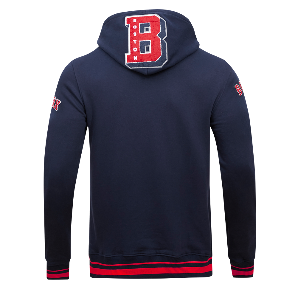 Pro Standard Men's MLB Boston Red Sox Mashup Rib PO Hoodie -Navy/Red - NAVY/RED Thumbnail View 2