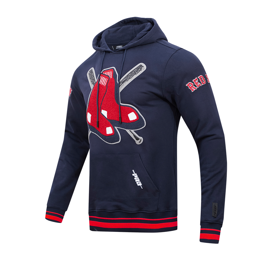 Pro Standard Men's MLB Boston Red Sox Mashup Rib PO Hoodie -Navy/Red - NAVY/RED Thumbnail View 3