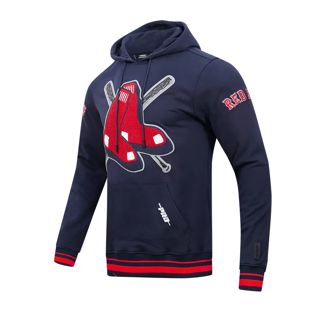 Pro Standard Men's MLB Boston Red Sox Mashup Rib PO Hoodie -Navy/Red - NAVY/RED