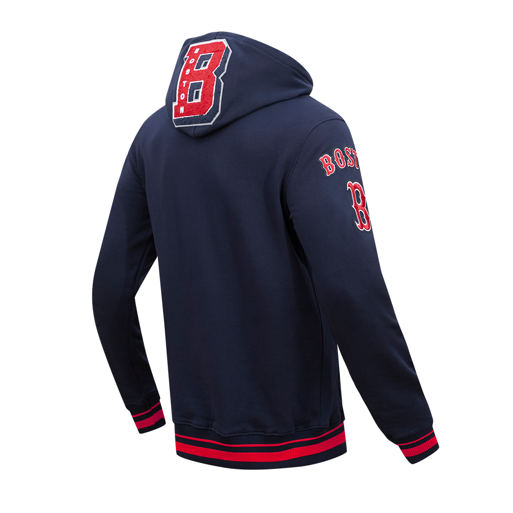 Pro Standard Men's MLB Boston Red Sox Mashup Rib PO Hoodie -Navy/Red - NAVY/RED Thumbnail View 4