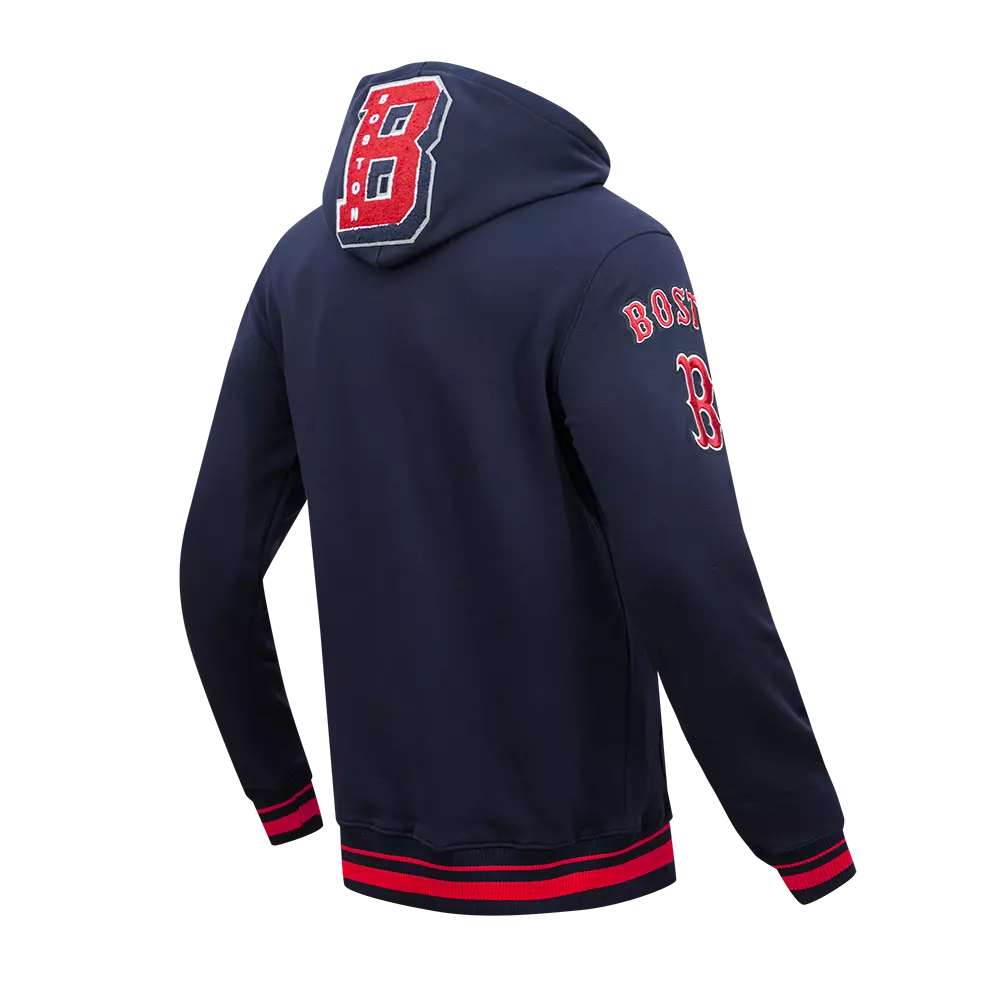 Pro Standard Men's MLB Boston Red Sox Mashup Rib PO Hoodie -Navy/Red - NAVY/RED