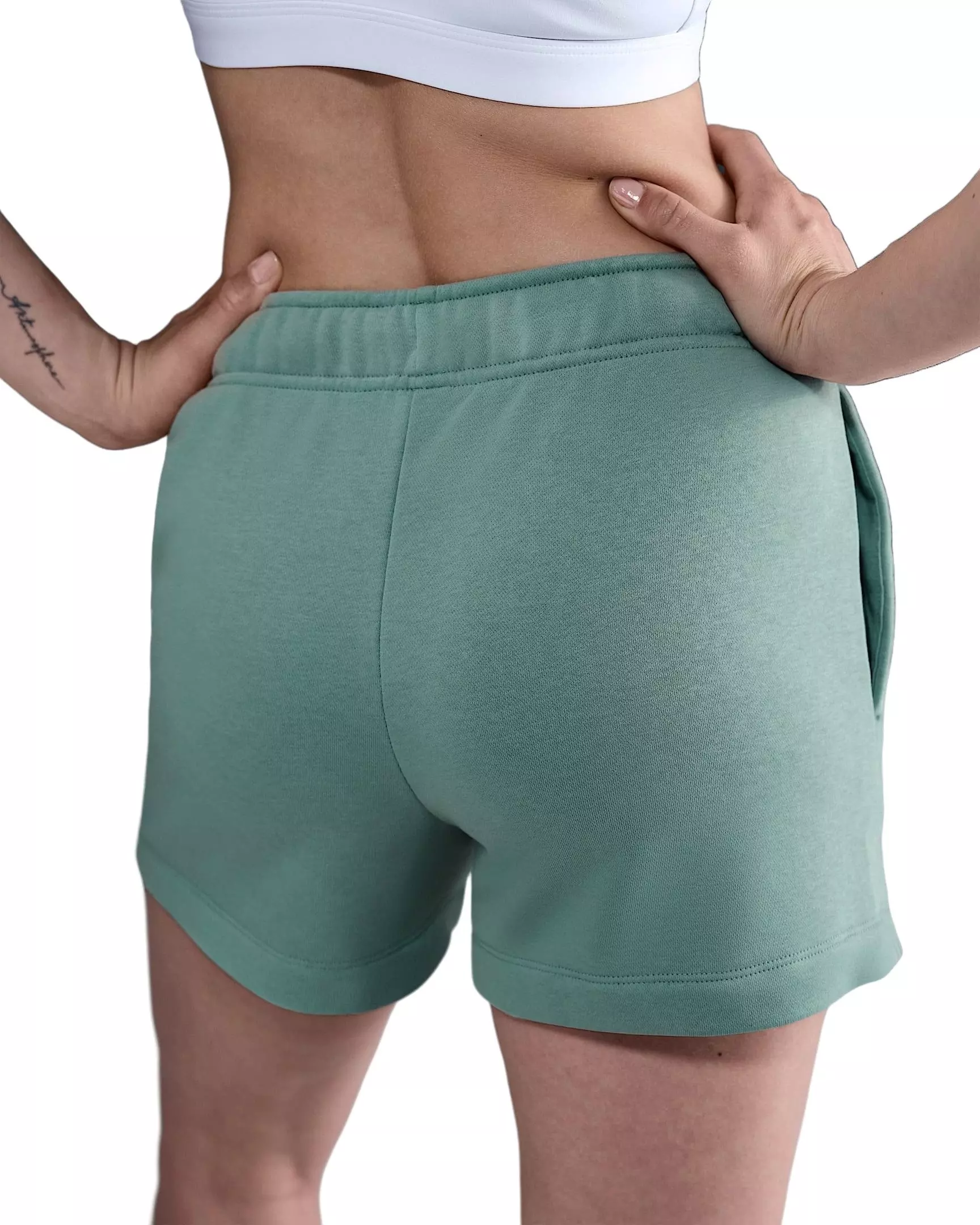 Nike Women's Sportswear Club Fleece Mid-Rise Shorts -Green - GREEN