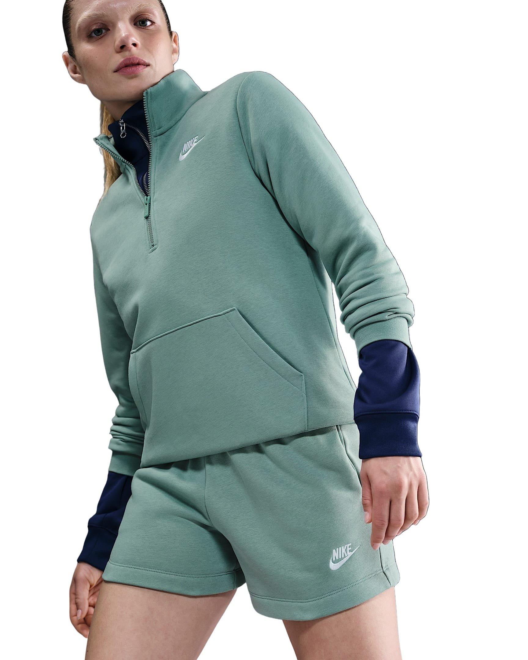 Nike Women's Sportswear Club Fleece Mid-Rise Shorts -Green - GREEN Thumbnail View 3