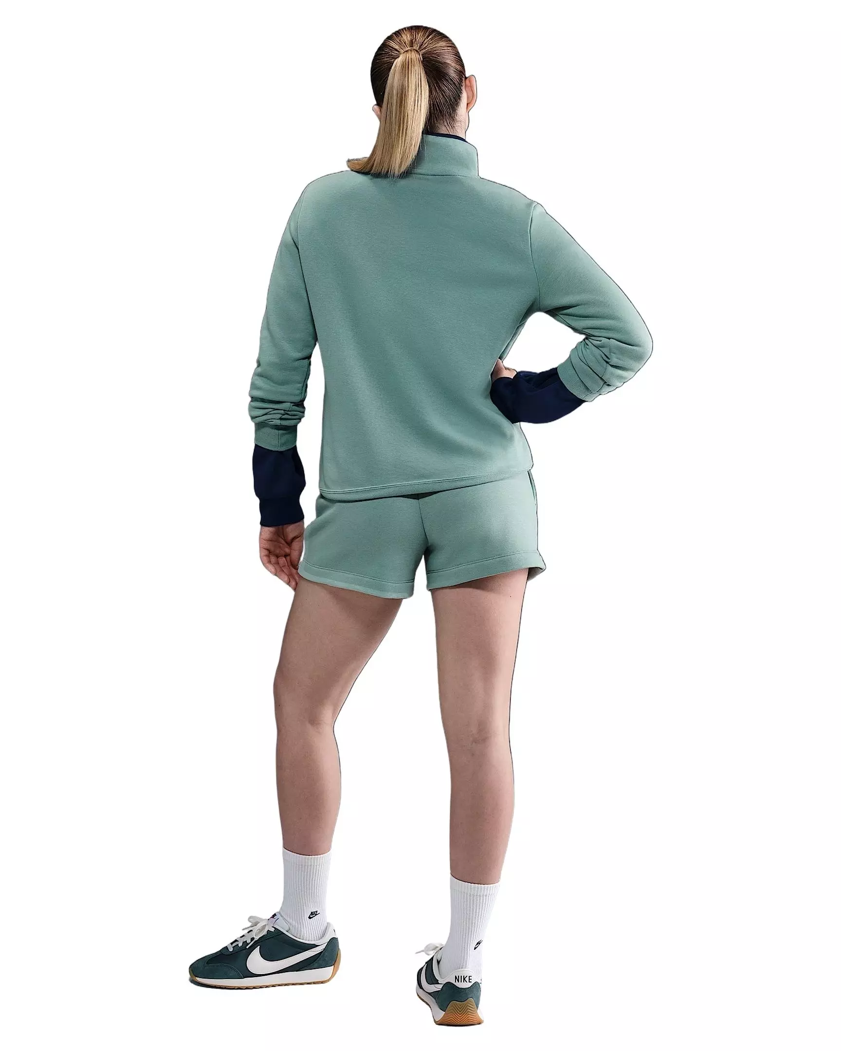 Nike Women's Sportswear Club Fleece Mid-Rise Shorts -Green - GREEN