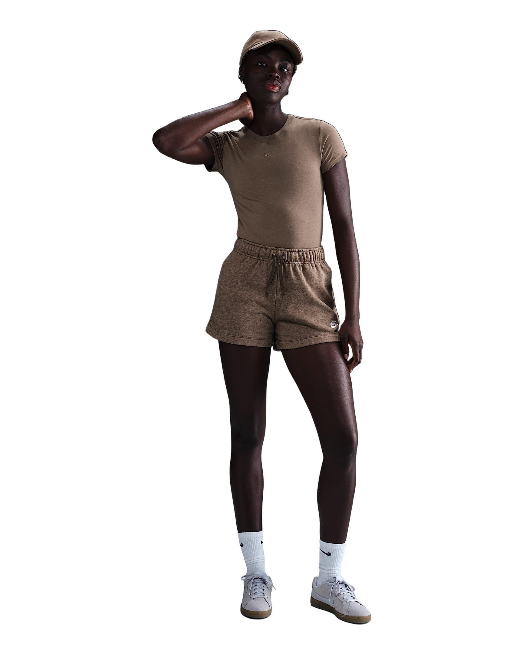 Nike Women's Sportswear Club Fleece Mid-Rise Shorts - Brown - BROWN Thumbnail View 1