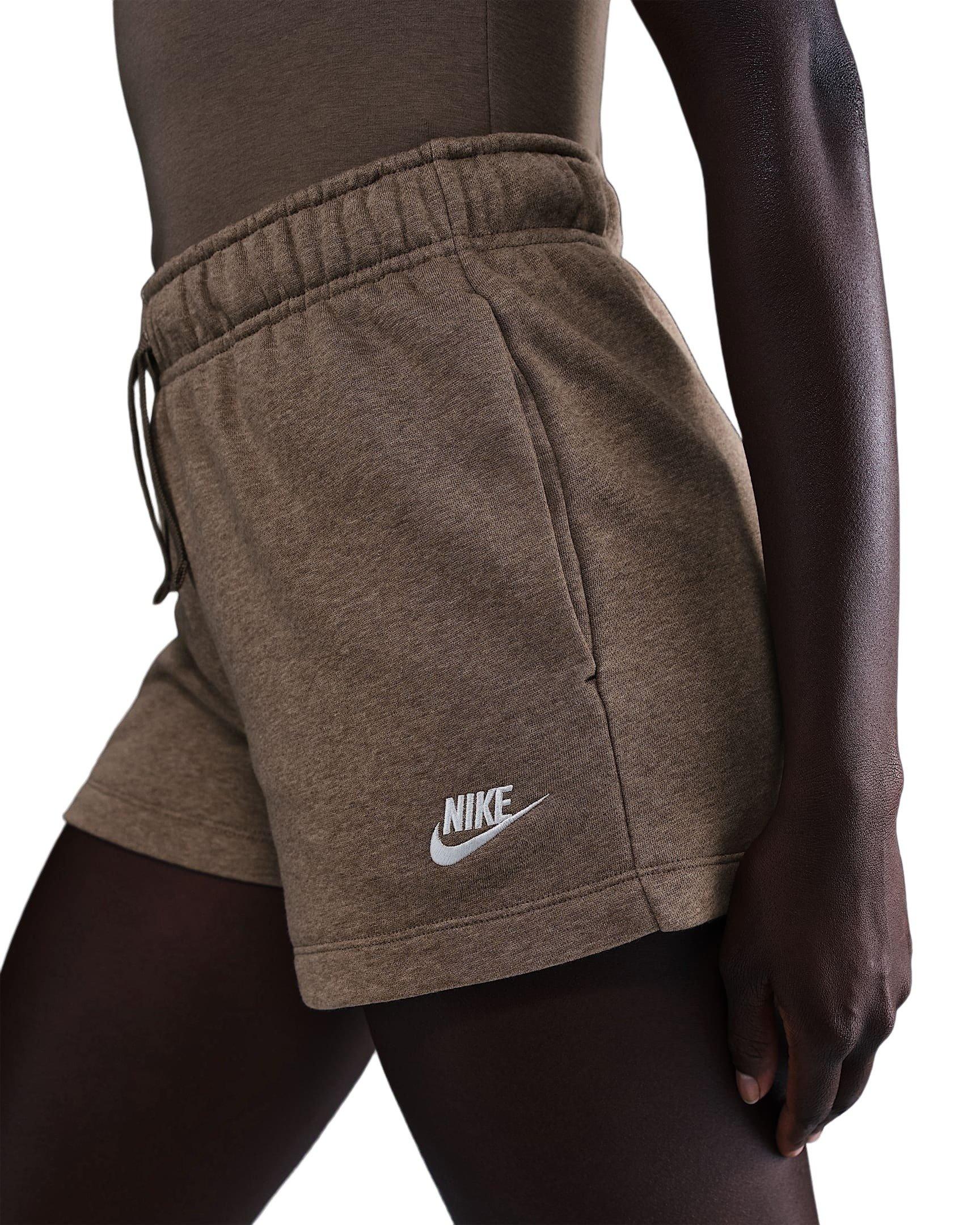 Nike Women's Sportswear Club Fleece Mid-Rise Shorts - Brown - BROWN Thumbnail View 3