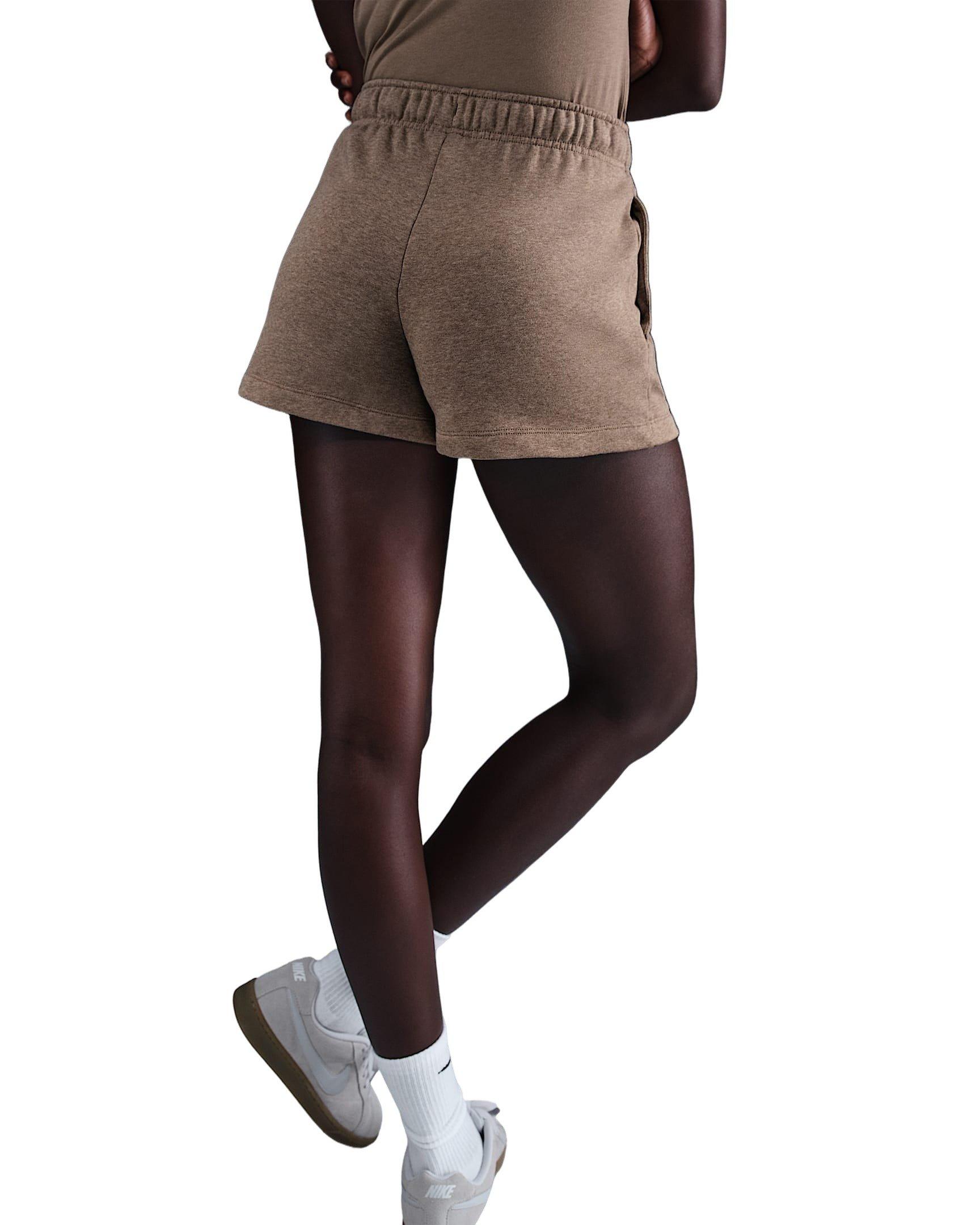 Nike Women's Sportswear Club Fleece Mid-Rise Shorts -Brown - BROWN Thumbnail View 4