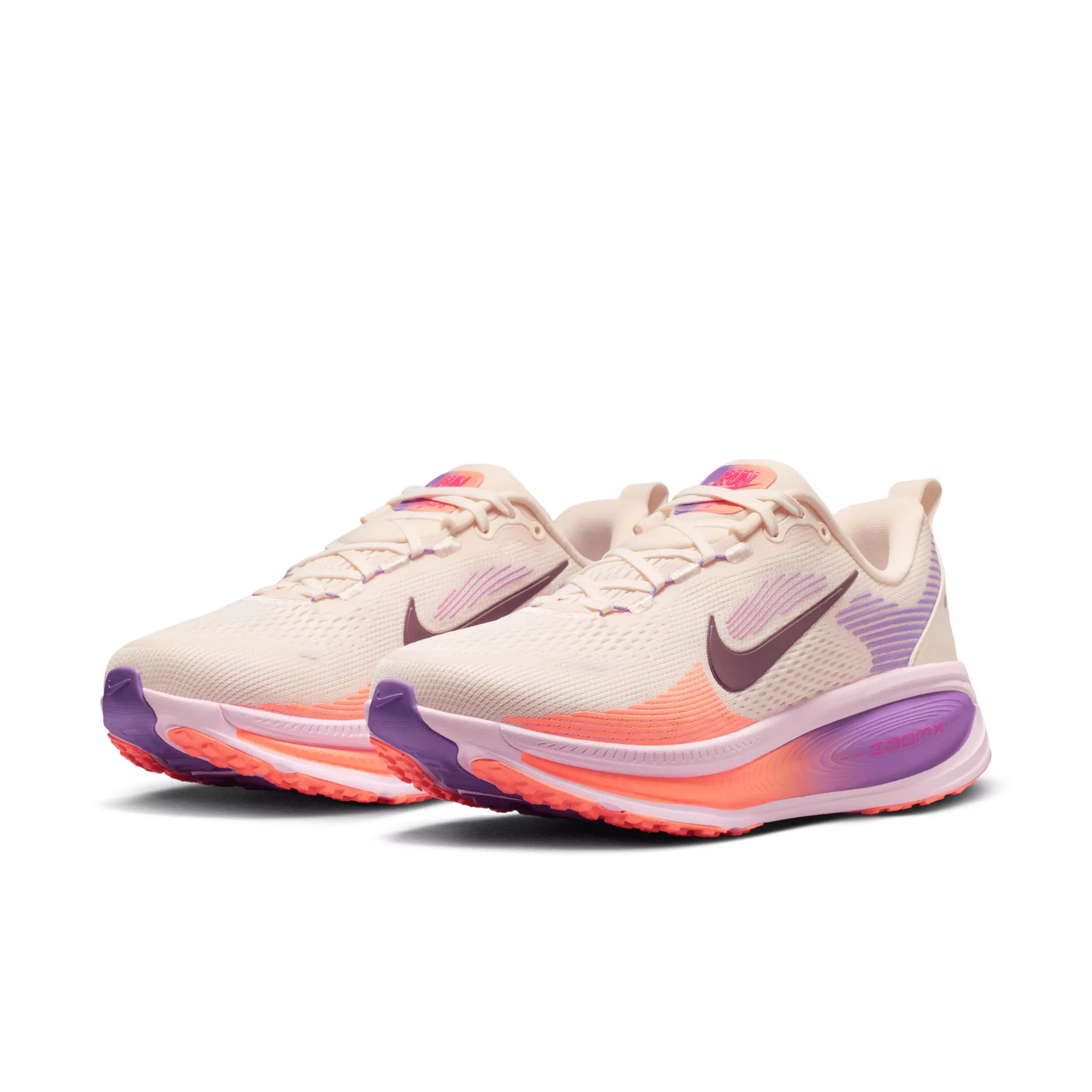 Nike Vomero 18 "Chalk/Pink Foam/Bright Violet/Tattoo" Women's Wide Running Shoe - CHALK/PINK/VIOLET/TATTOO
