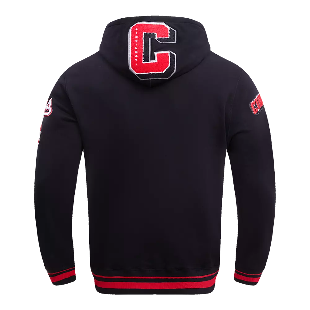 Pro Standard Men's MLB Cincinnati Reds Mashup Rib PO Hoodie - Black/Red - BLACK/RED