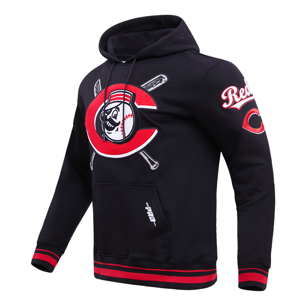 Pro Standard Men's MLB Cincinnati Reds Mashup Rib PO Hoodie -Black/Red - BLACK/RED Thumbnail View 3