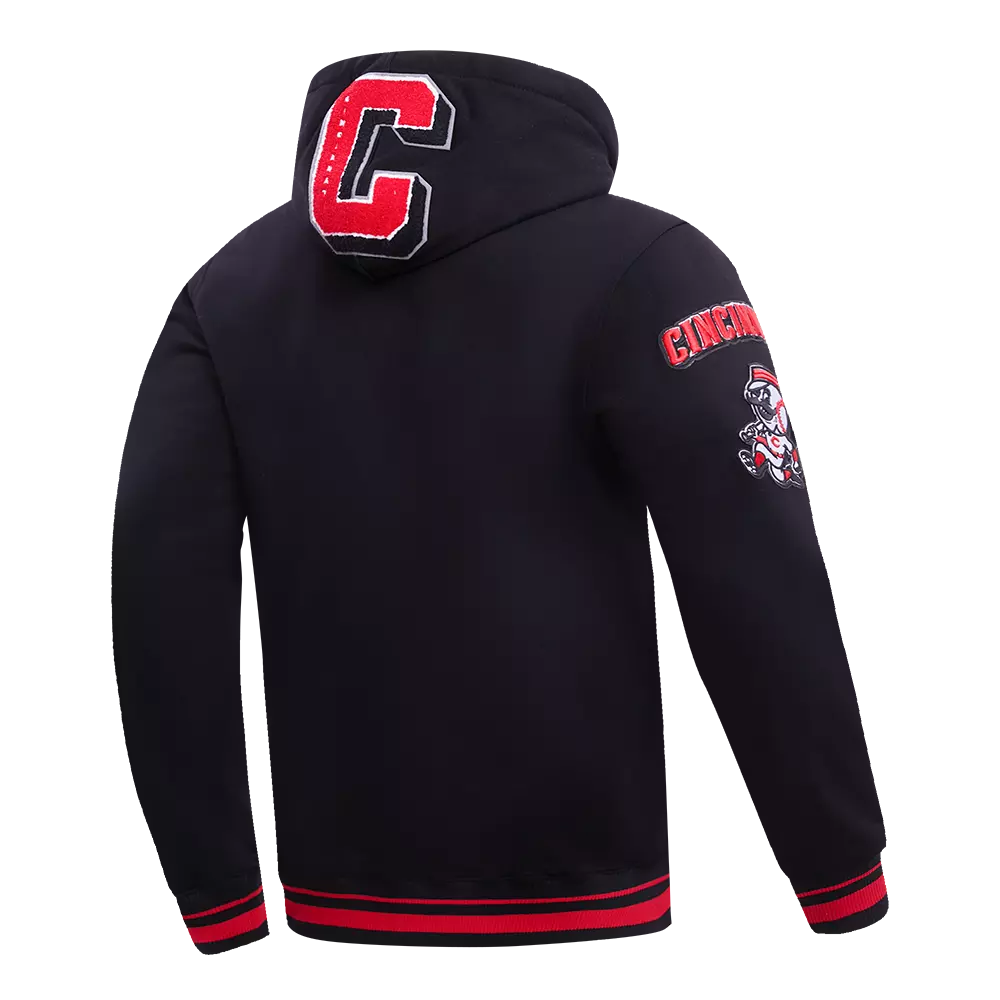 Pro Standard Men's MLB Cincinnati Reds Mashup Rib PO Hoodie - Black/Red - BLACK/RED