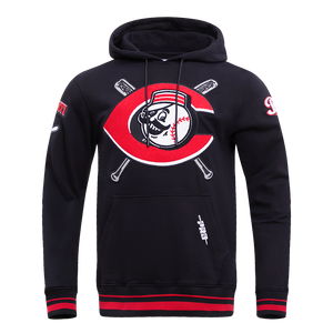 Pro Standard Men's MLB Cincinnati Reds Mashup Rib PO Hoodie -Black/Red