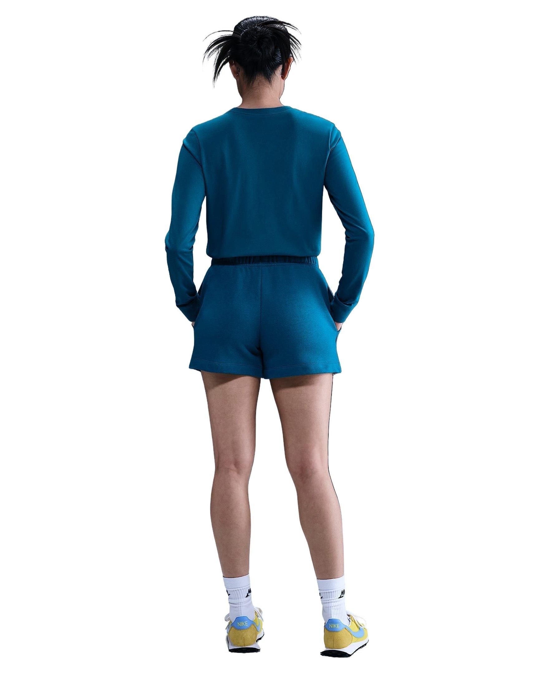 Nike Women's Sportswear Club Fleece Mid-Rise Shorts -Turquoise - TURQUOISE Thumbnail View 5