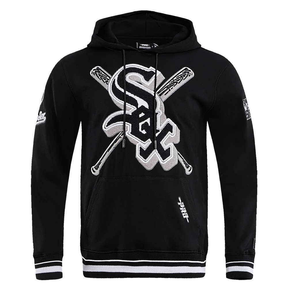 Pro Standard Men's MLB Chicago White Sox Mashup Rib PO Hoodie - Black/Grey - BLACK/GREY Thumbnail View 1