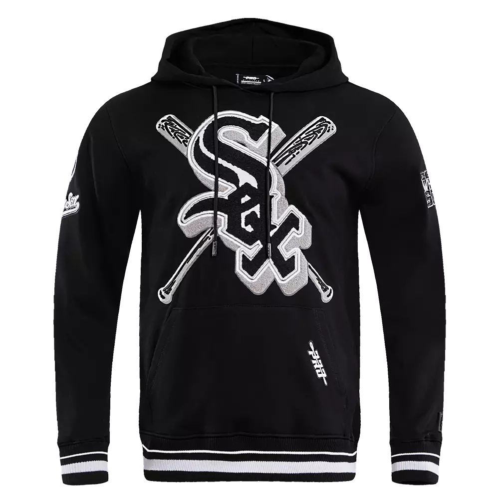 Pro Standard Men's MLB Chicago White Sox Mashup Rib PO Hoodie - Black/Grey - BLACK/GREY