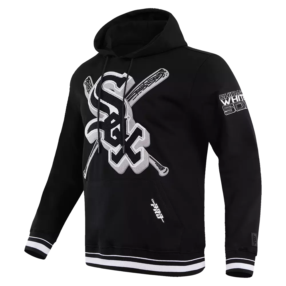 Pro Standard Men's MLB Chicago White Sox Mashup Rib PO Hoodie - Black/Grey - BLACK/GREY