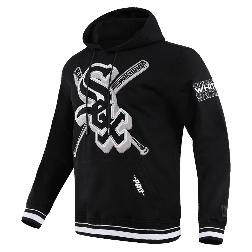Pro Standard Men's MLB Chicago White Sox Mashup Rib PO Hoodie -Black/Grey - BLACK/GREY Thumbnail View 3