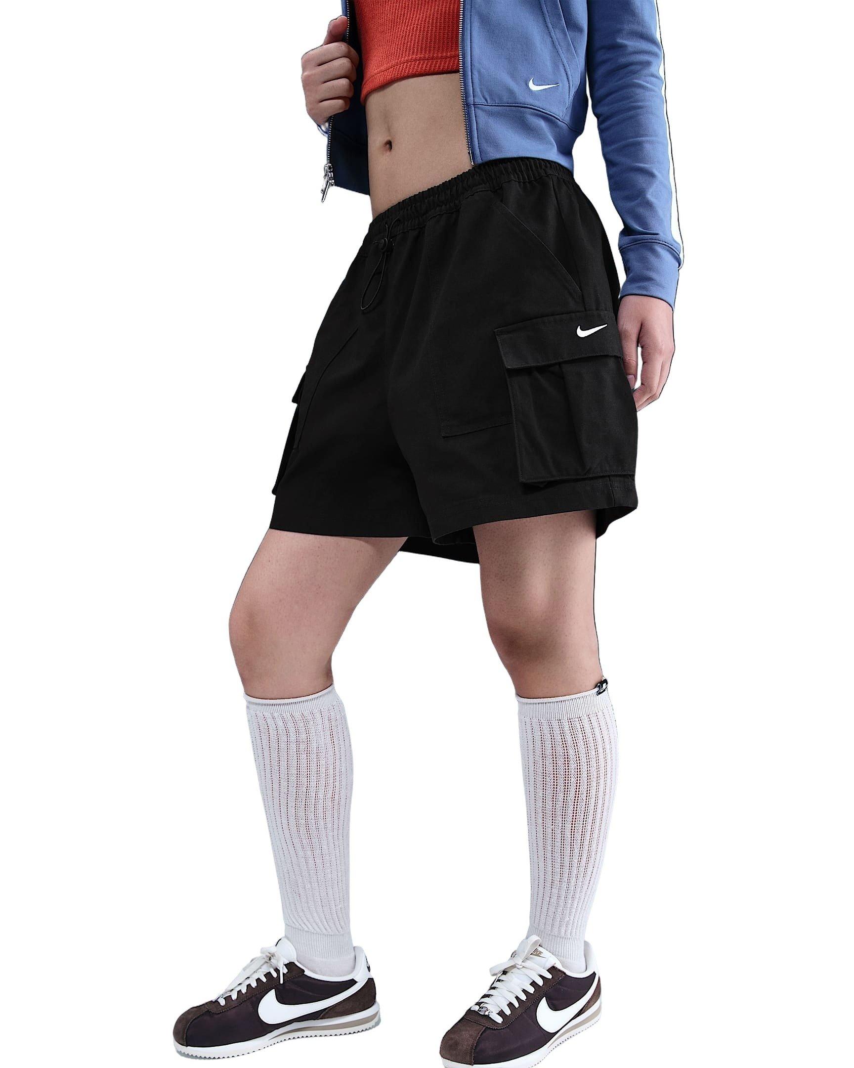 Nike Women's Sportswear Street Mid-Rise Loose 5" Cargo Shorts -Black - BLACK Thumbnail View 1