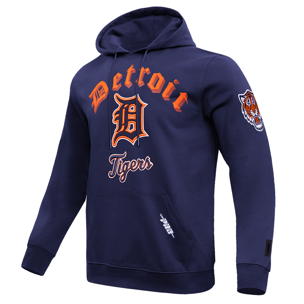Pro Standard Men's MLB Detroit Tigers Old English PO Hoodie -Navy - NAVY Thumbnail View 3