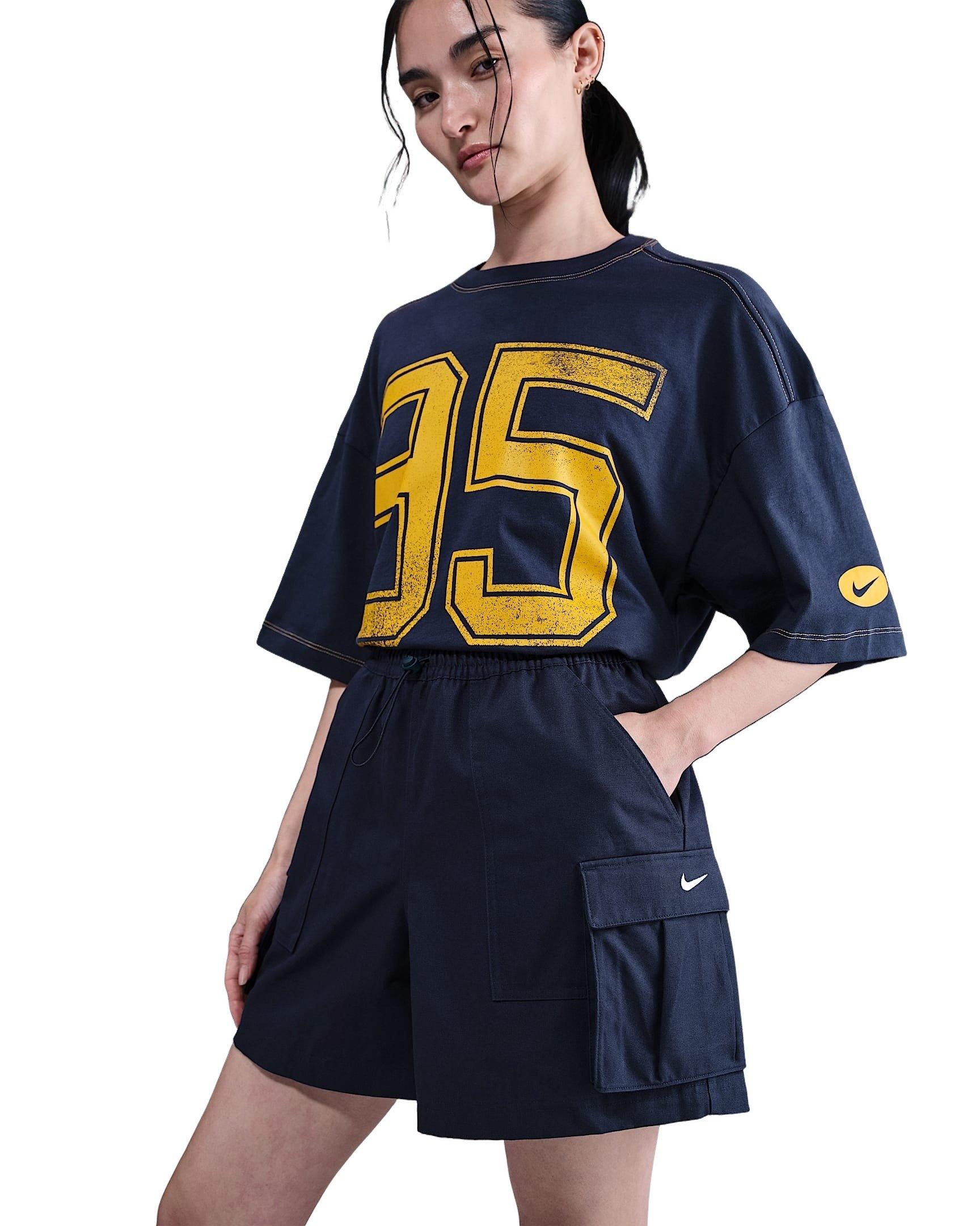 Nike Women's Sportswear Street Mid-Rise Loose 5" Cargo Shorts -Navy - NAVY Thumbnail View 1