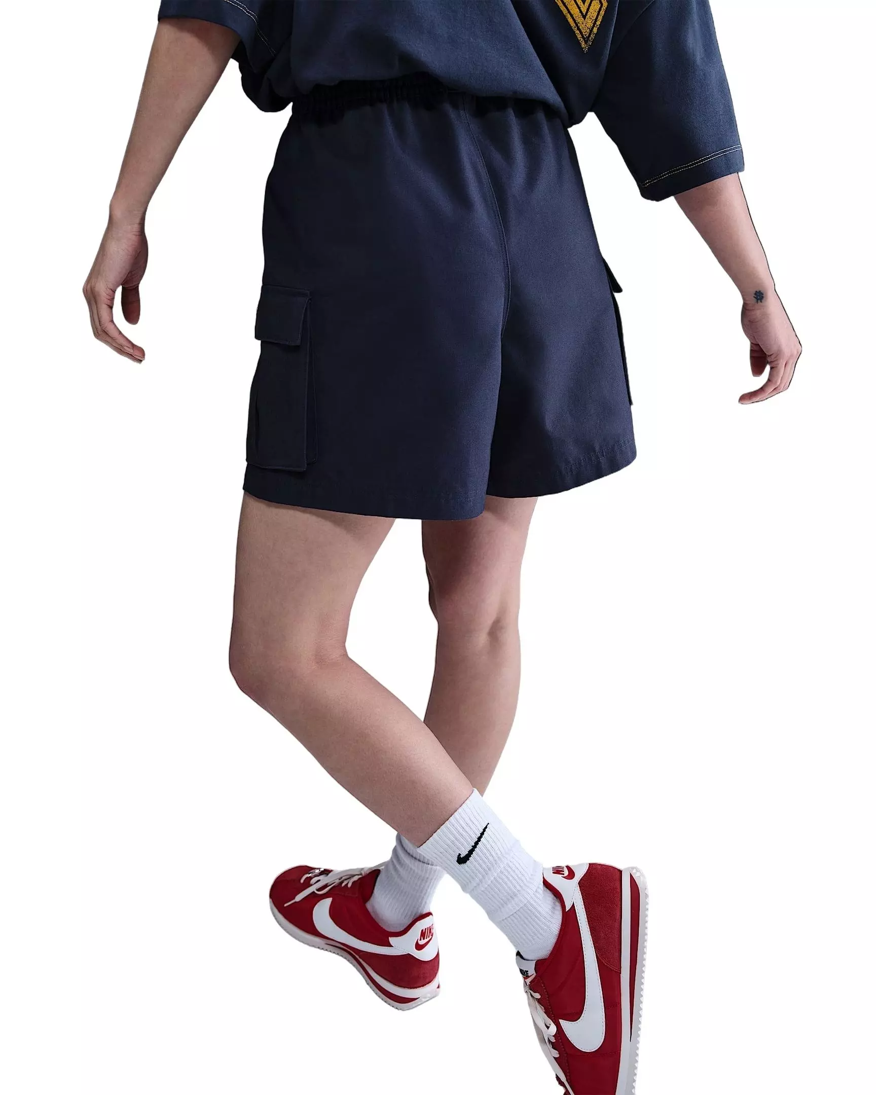 Nike Women's Sportswear Street Mid-Rise Loose 5" Cargo Shorts -Navy - NAVY