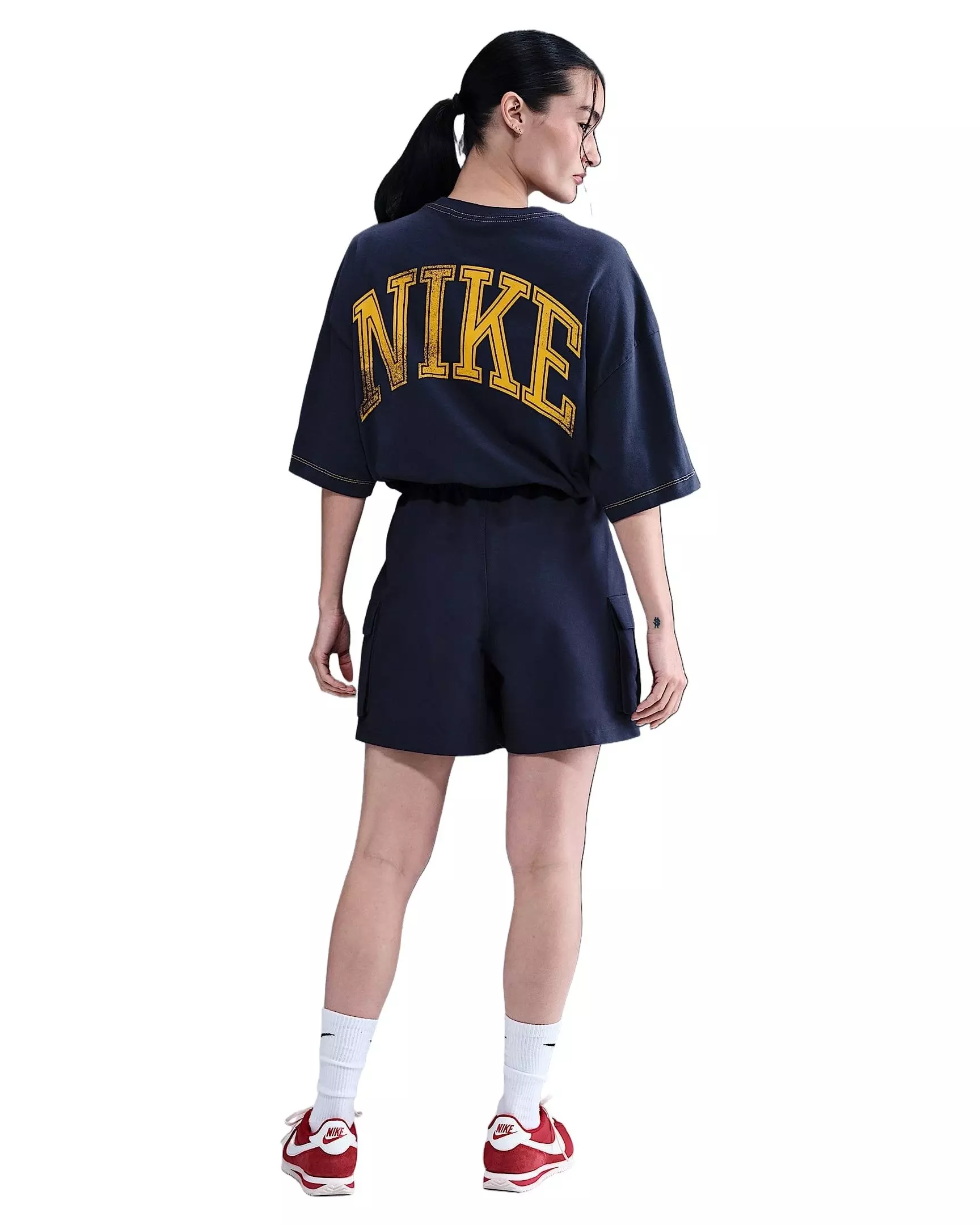 Nike Women's Sportswear Street Mid-Rise Loose 5" Cargo Shorts -Navy - NAVY