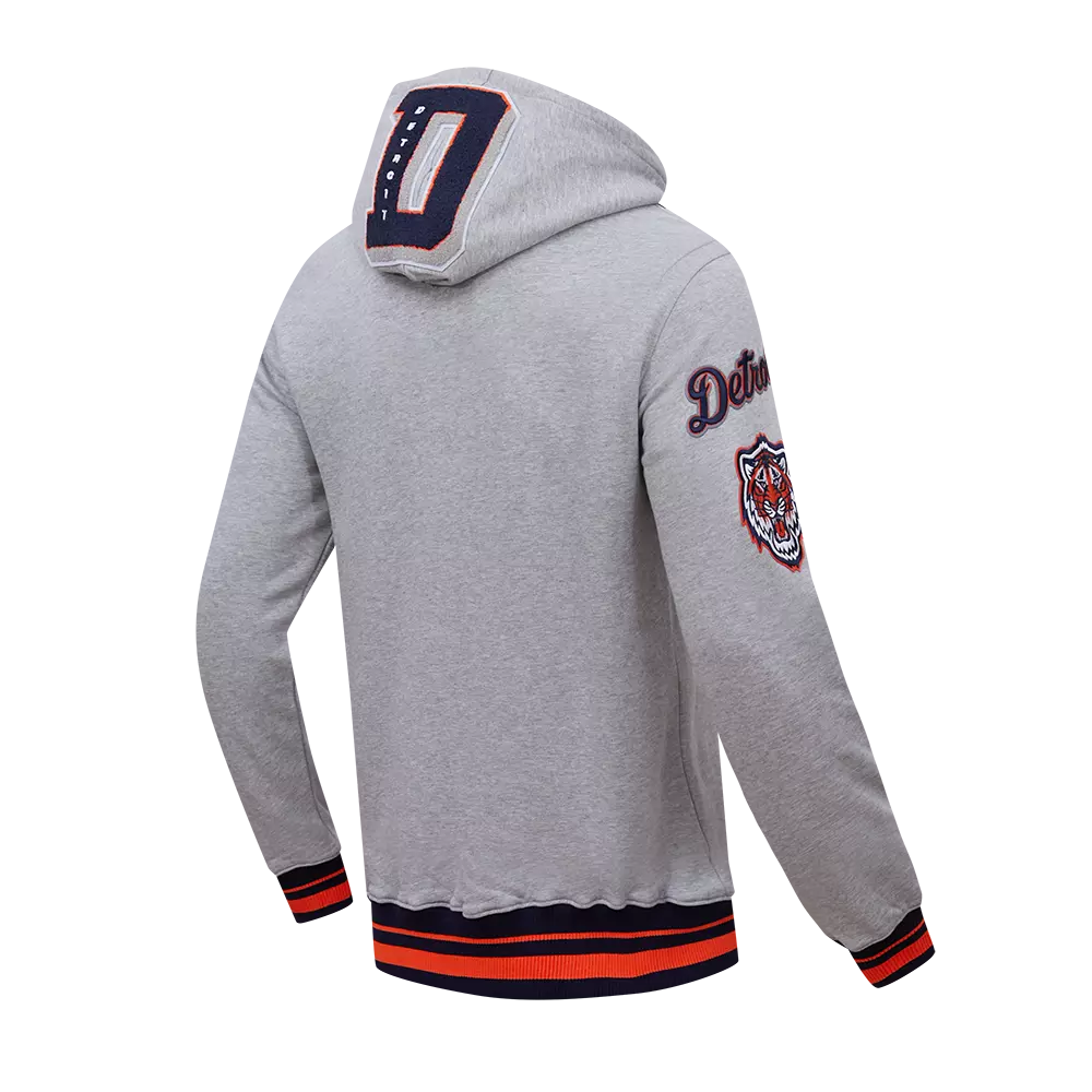 Pro Standard Men's MLB Detroit Tigers Mashup Rib PO Hoodie -Grey/Navy - GREY/NAVY