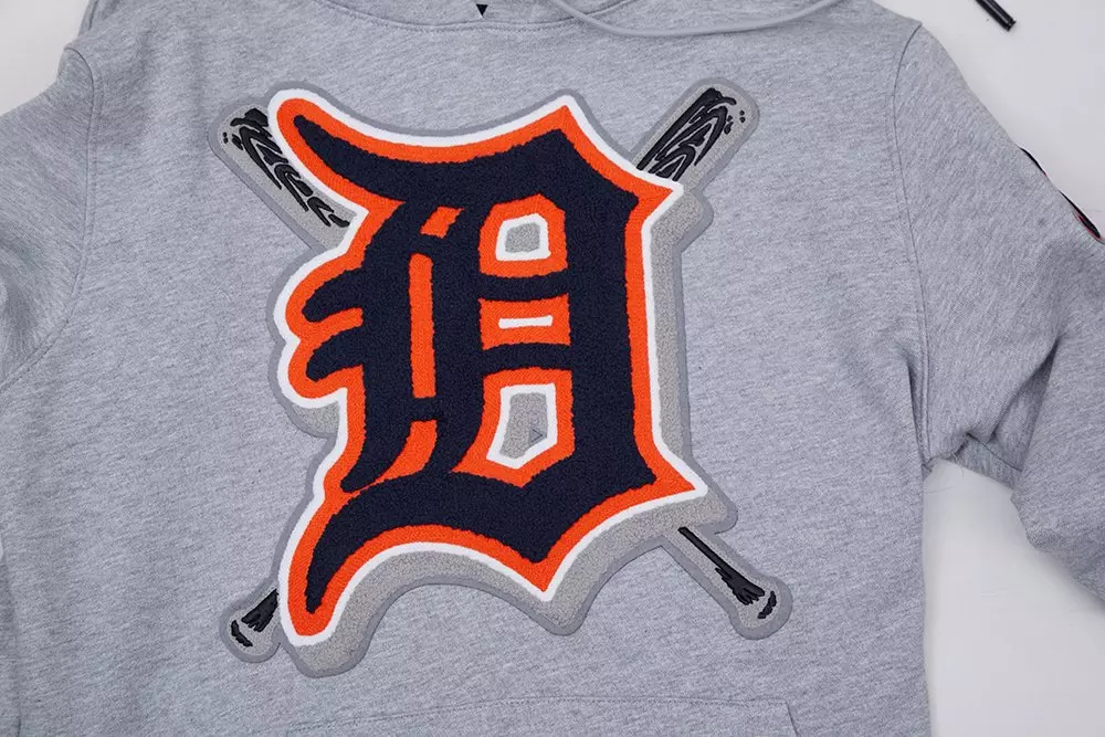 Pro Standard Men's MLB Detroit Tigers Mashup Rib PO Hoodie -Grey/Navy - GREY/NAVY