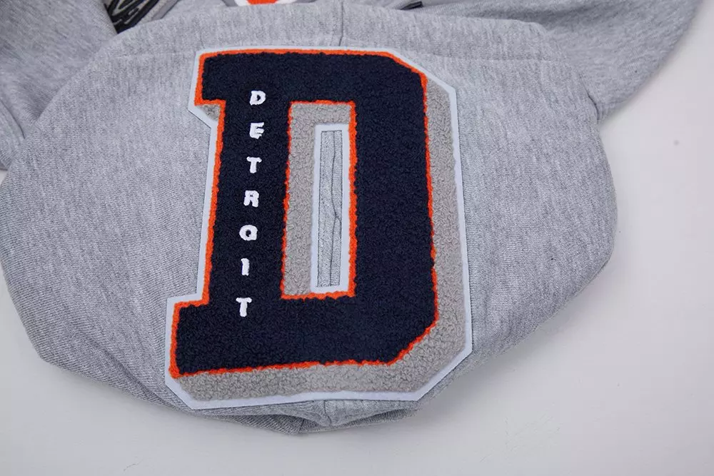 Pro Standard Men's MLB Detroit Tigers Mashup Rib PO Hoodie -Grey/Navy - GREY/NAVY