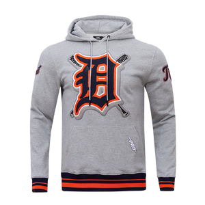 Pro Standard Men's MLB Detroit Tigers Mashup Rib PO Hoodie -Grey/Navy