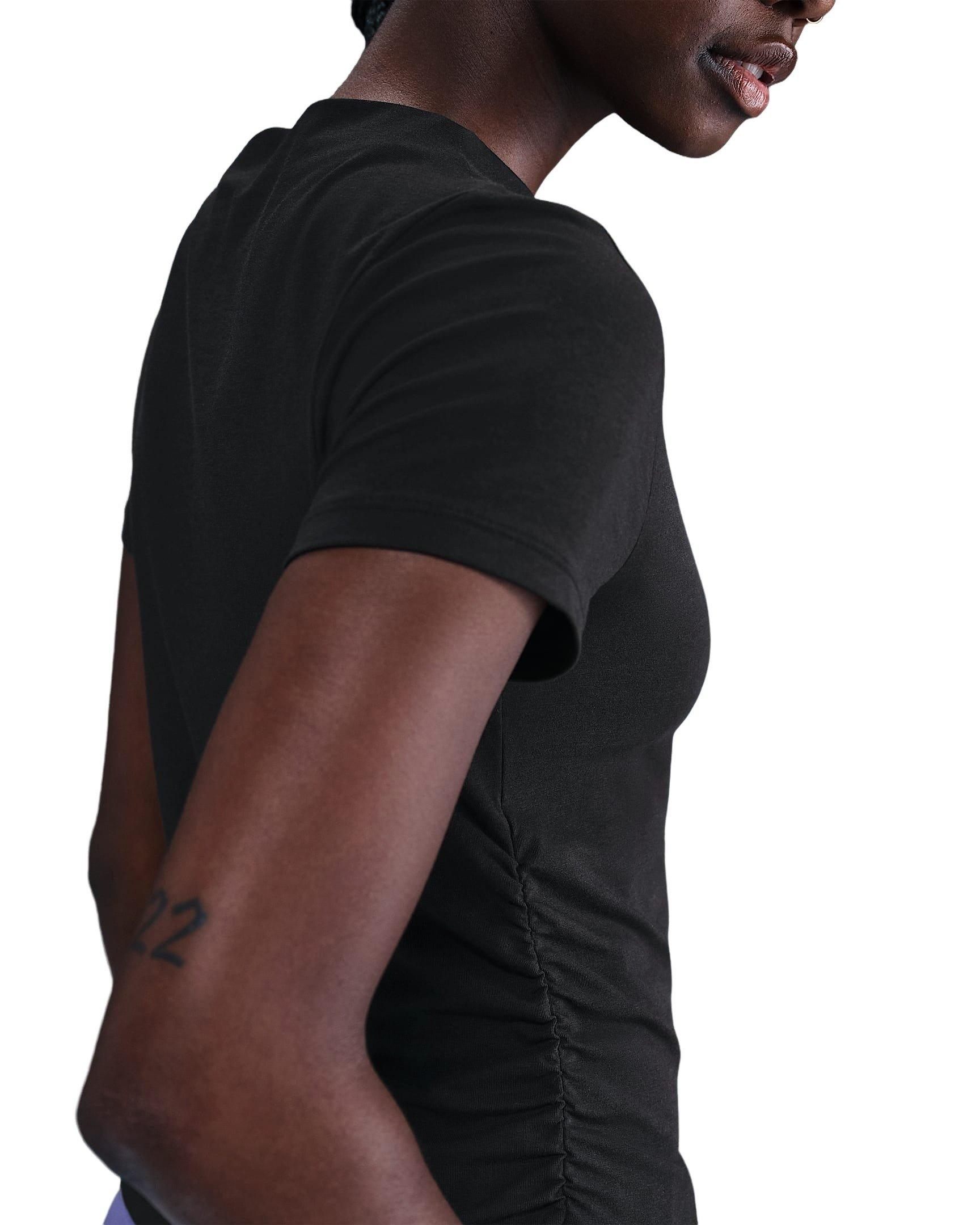 Nike Women's Sportswear Chill Knit Tight Short-Sleeve Mock-Neck Top -Black - BLACK Thumbnail View 2