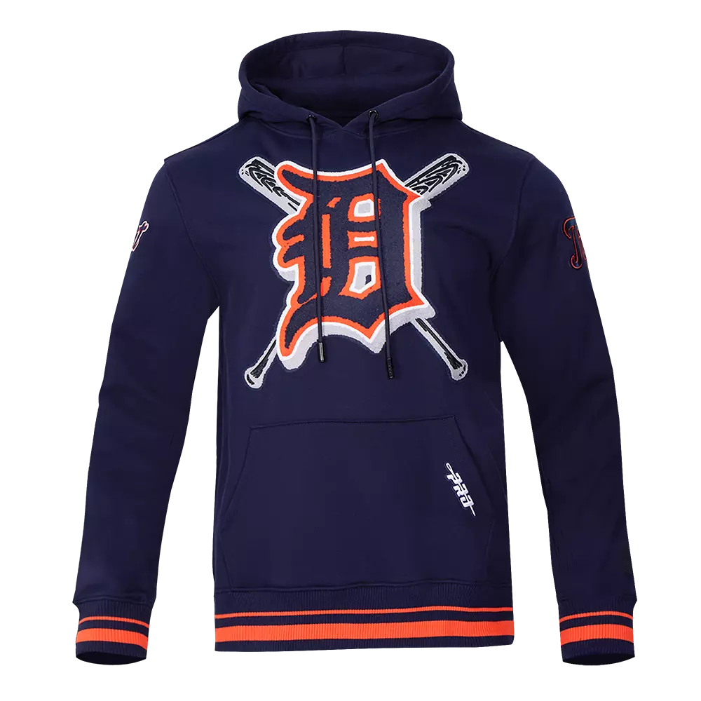 Pro Standard Men's MLB Detroit Tigers Mashup Rib PO Hoodie - Navy/Orange - NAVY/ORANGE