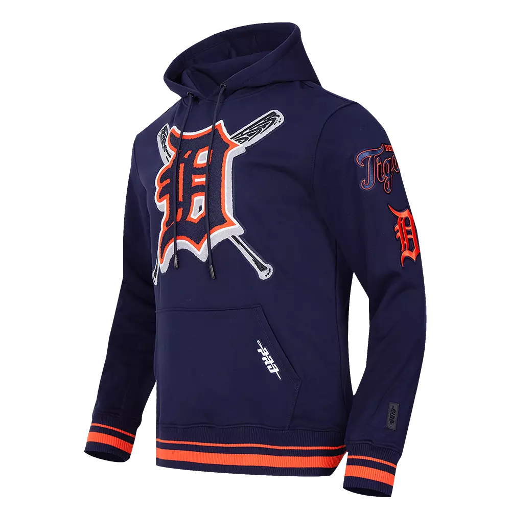 Pro Standard Men's MLB Detroit Tigers Mashup Rib PO Hoodie - Navy/Orange - NAVY/ORANGE